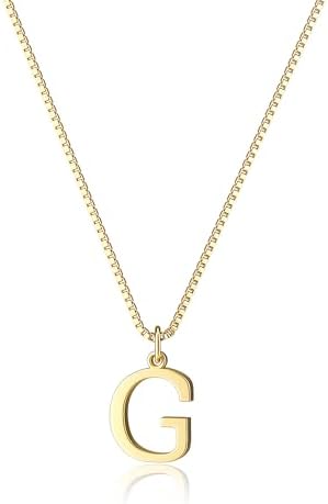 Gold initial necklace, letter G