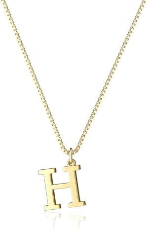 Gold initial necklace, letter H