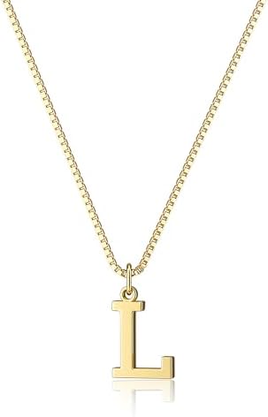 Gold initial necklace, letter L
