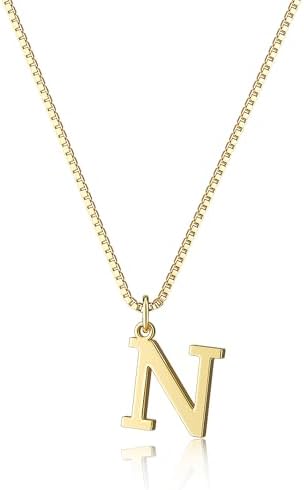 Gold initial necklace, letter N