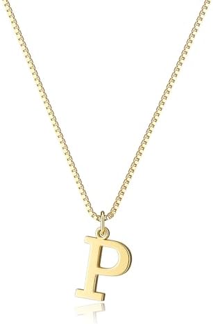 Gold initial necklace, letter P