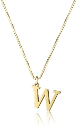Gold initial necklace, letter W