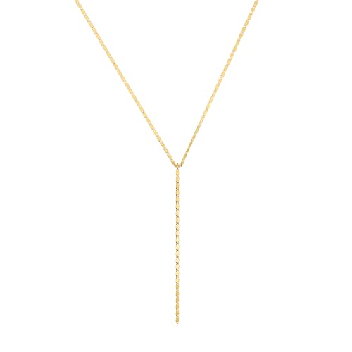 Square chain Y lariat necklace, gold